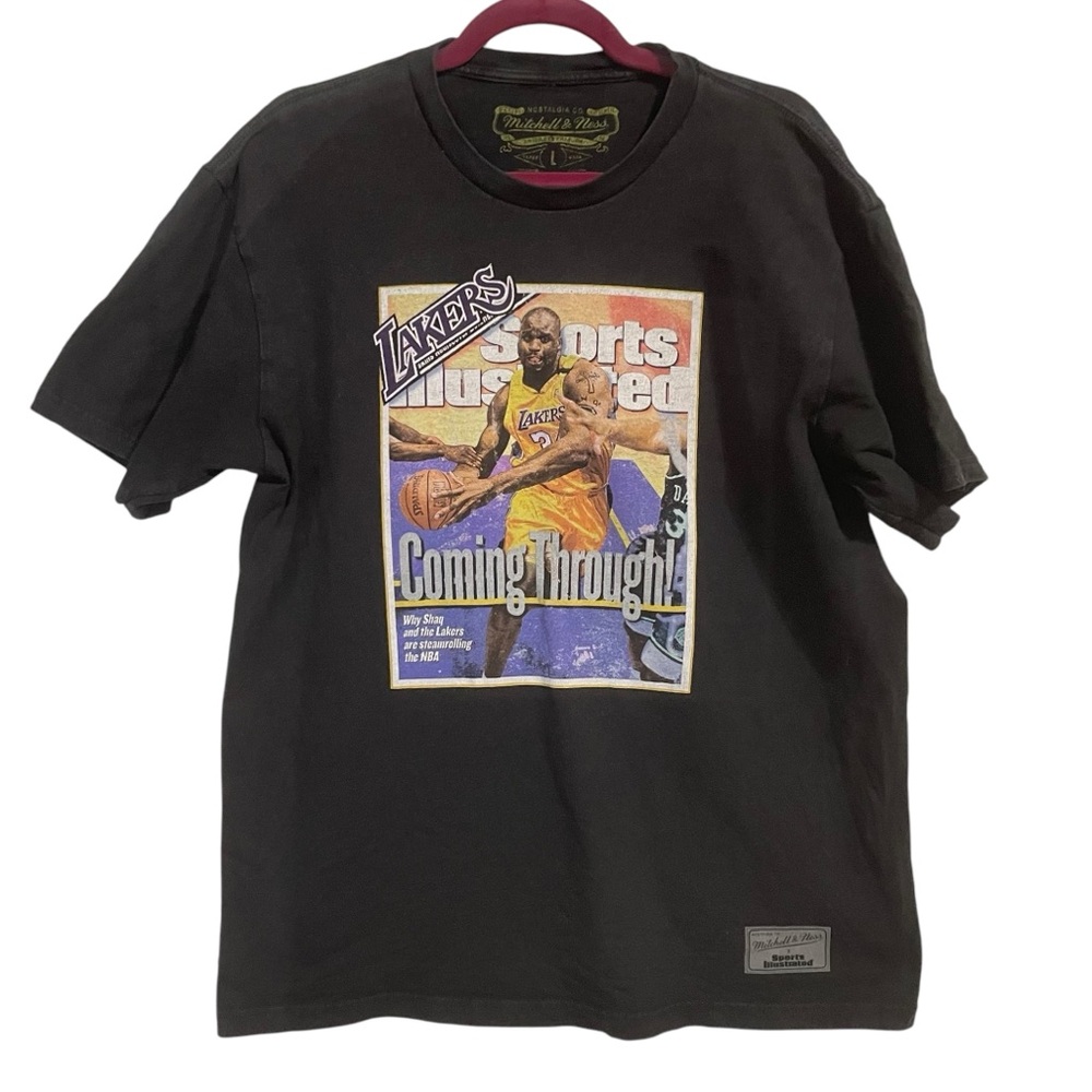Vintage Shaquile Oneil Mitchell & Ness Sport illustrated Black T Shirt Mens L